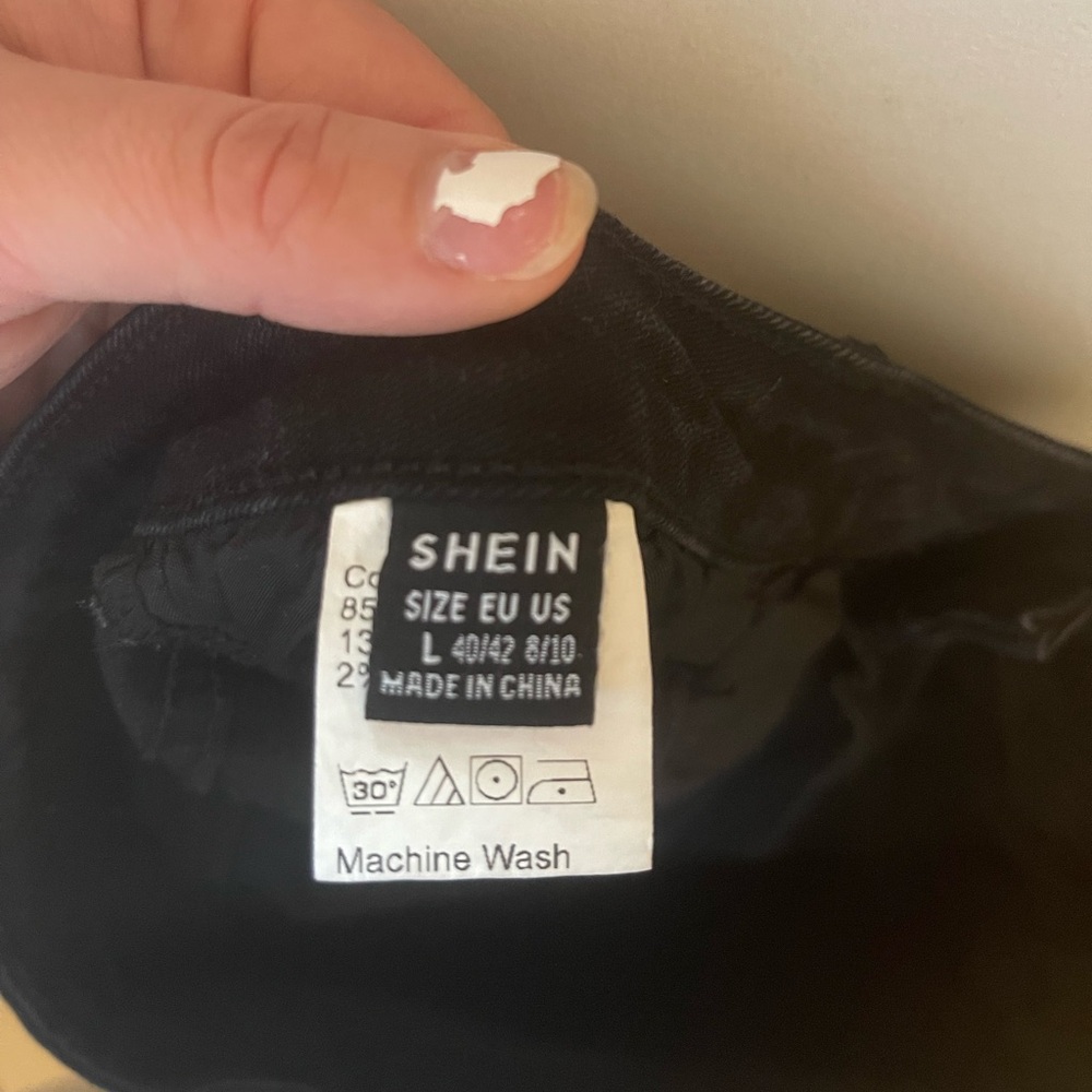 Shein Black Jeans with Distressed Knees